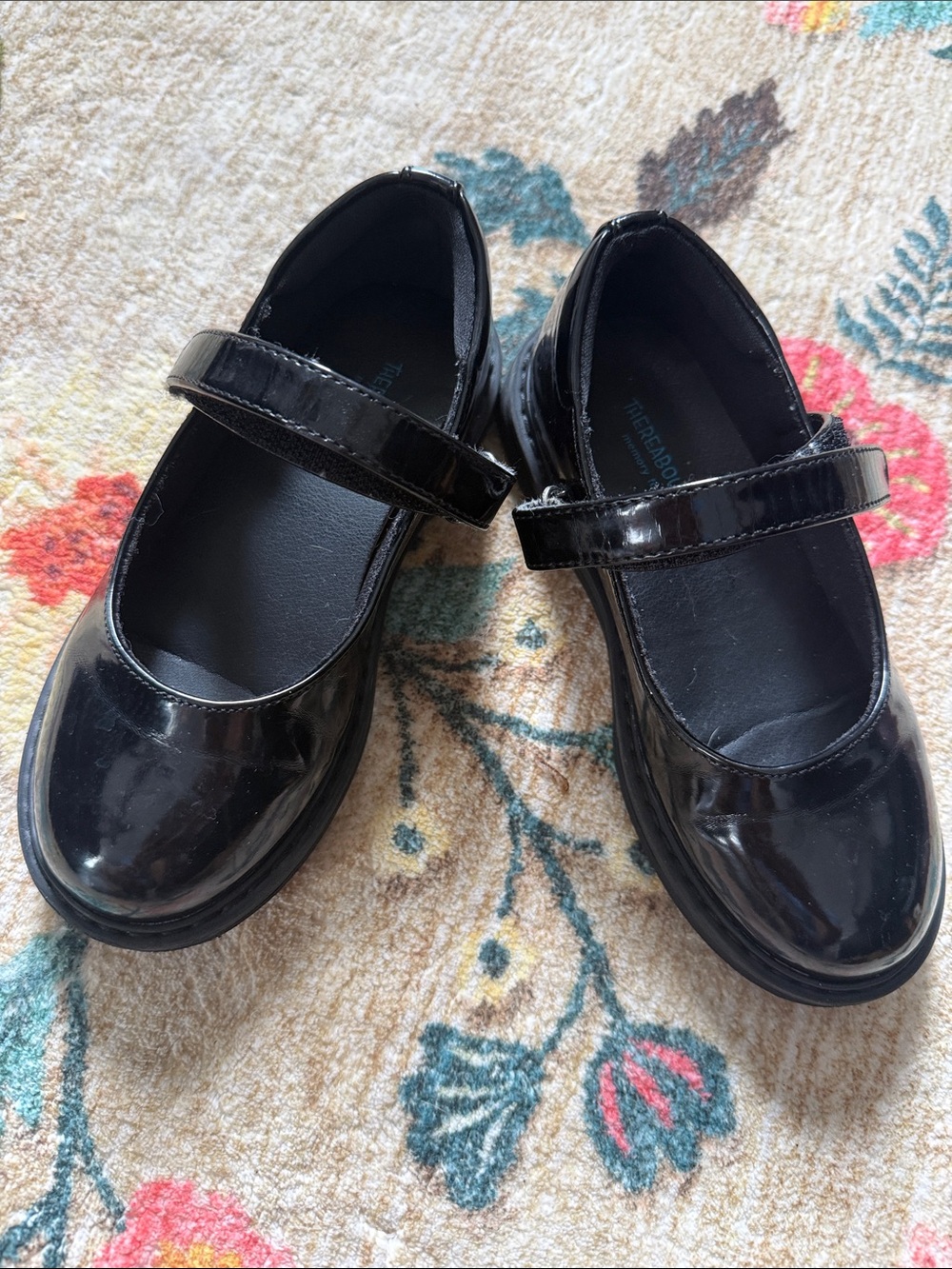 Girls Black Patent Mary Jane Dress Shoes with Hook Strap